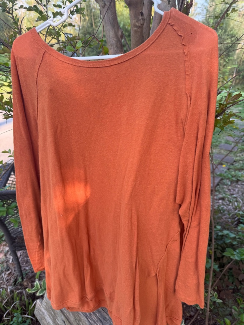 Long Sleeve Women's Tee in Burnt Orange